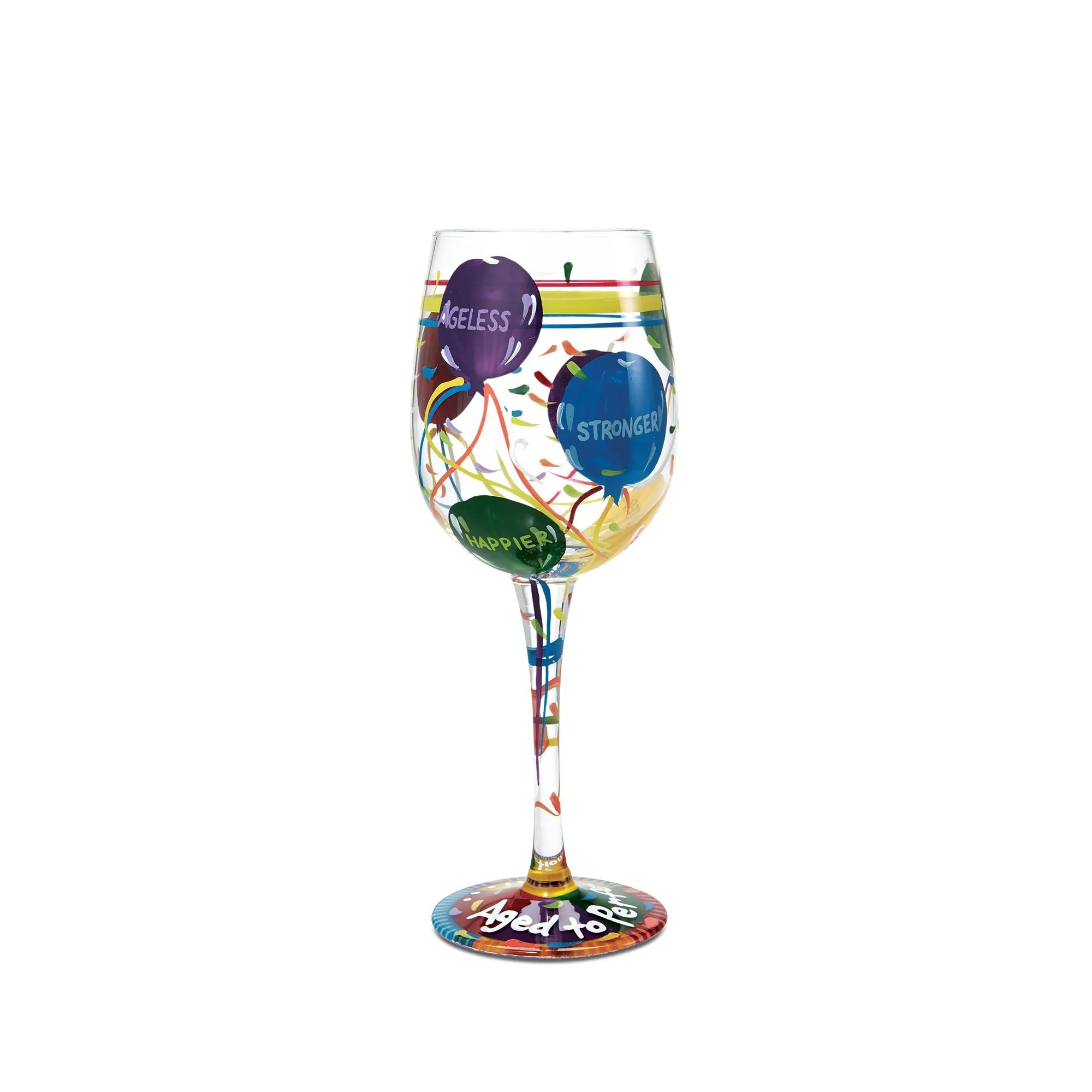 Lolita Aged to Perfection Birthday Artisan Painted Wine Glass