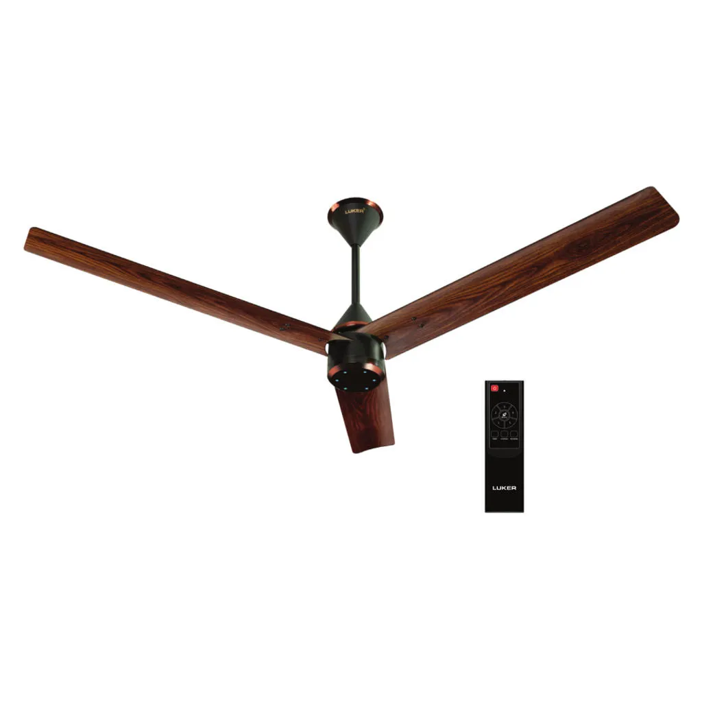 Luker Size Zero Crown BLDC Ceiling Fan 1200mm Black Copper Rosewood