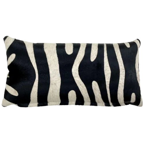 Lumbar Pillow - Black and White Zebra Print Cowhide - 24" x 12" (LPIL091)