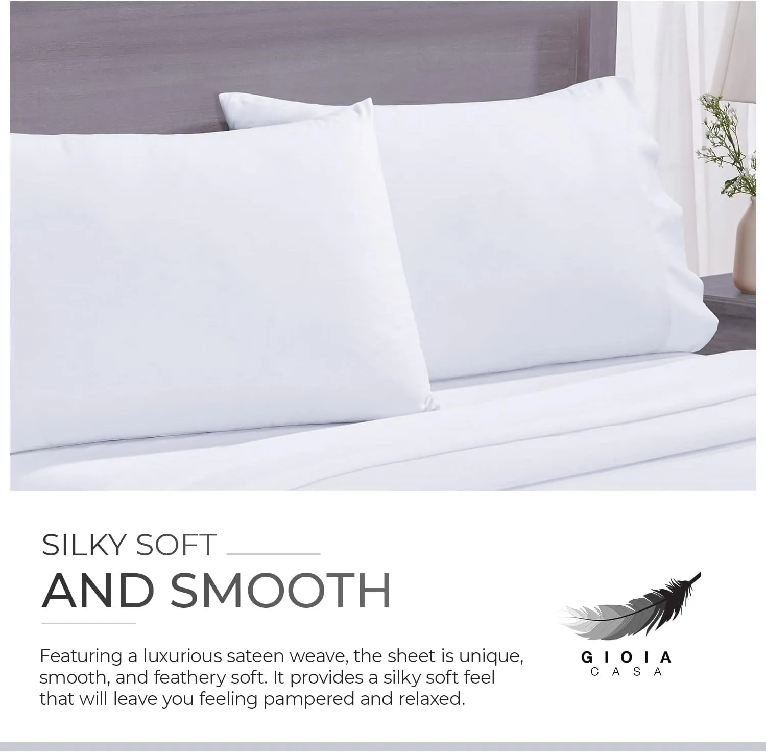 Luxurious Bamboo Cotton Sateen Bedding Set - Queen, Gioia Casa