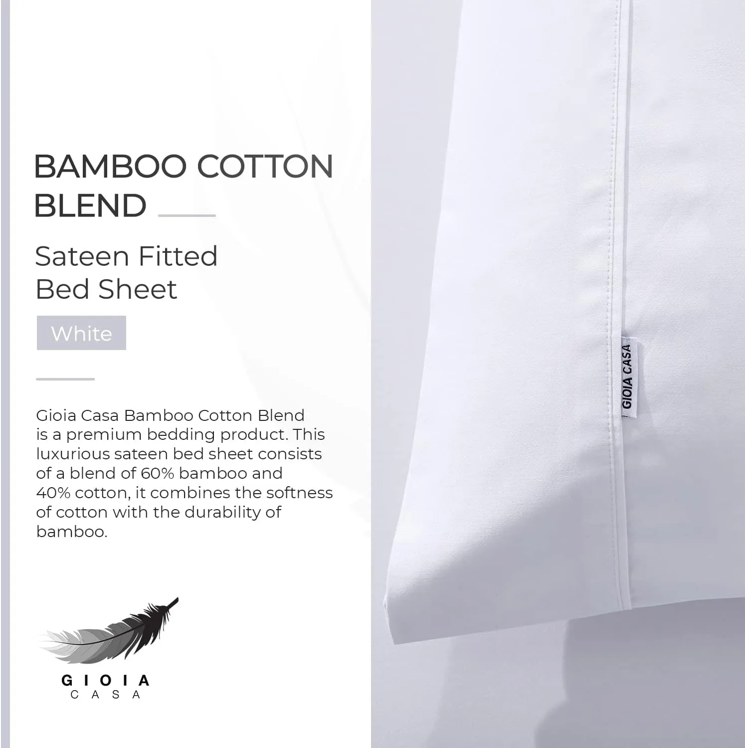 Luxurious Bamboo Cotton Sateen Bedding Set - Queen, Gioia Casa