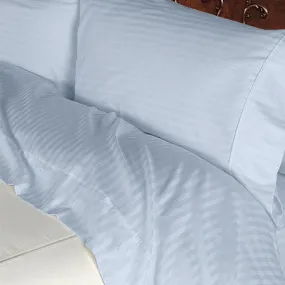 Luxury 800 TC 100% Egyptian Cotton Full Sheet Set Striped In Light Blue