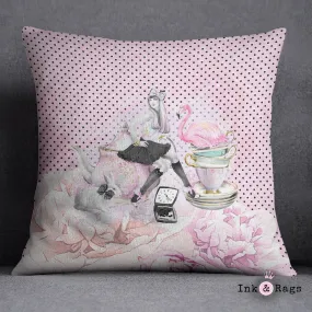 Mad Tea Party Alice in Wonderland Inspired Fashion Throw Pillow