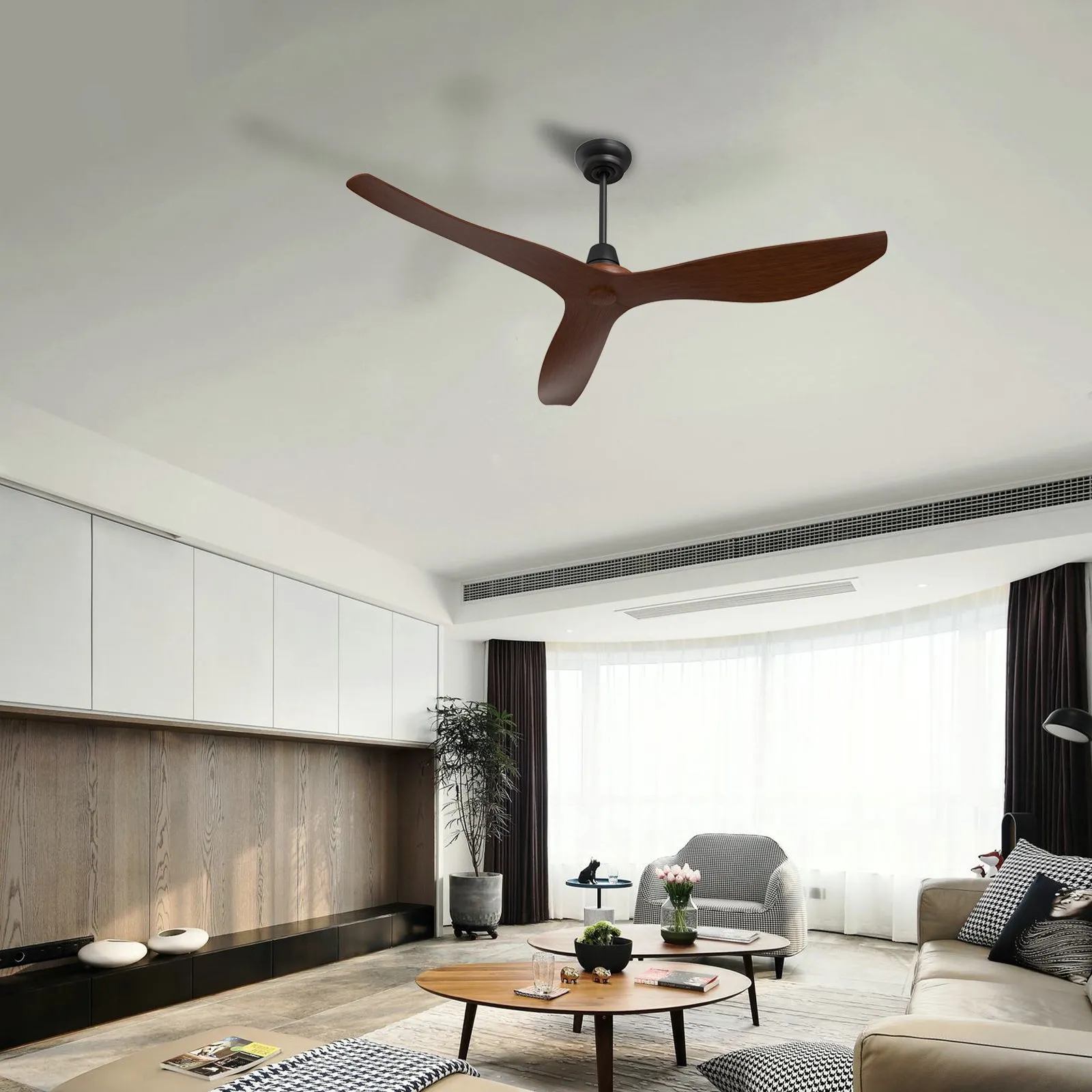 Marseille 52" Ceiling fan 3 ABS blades Walnut Hand-Print with Remote Control LED Light Kit