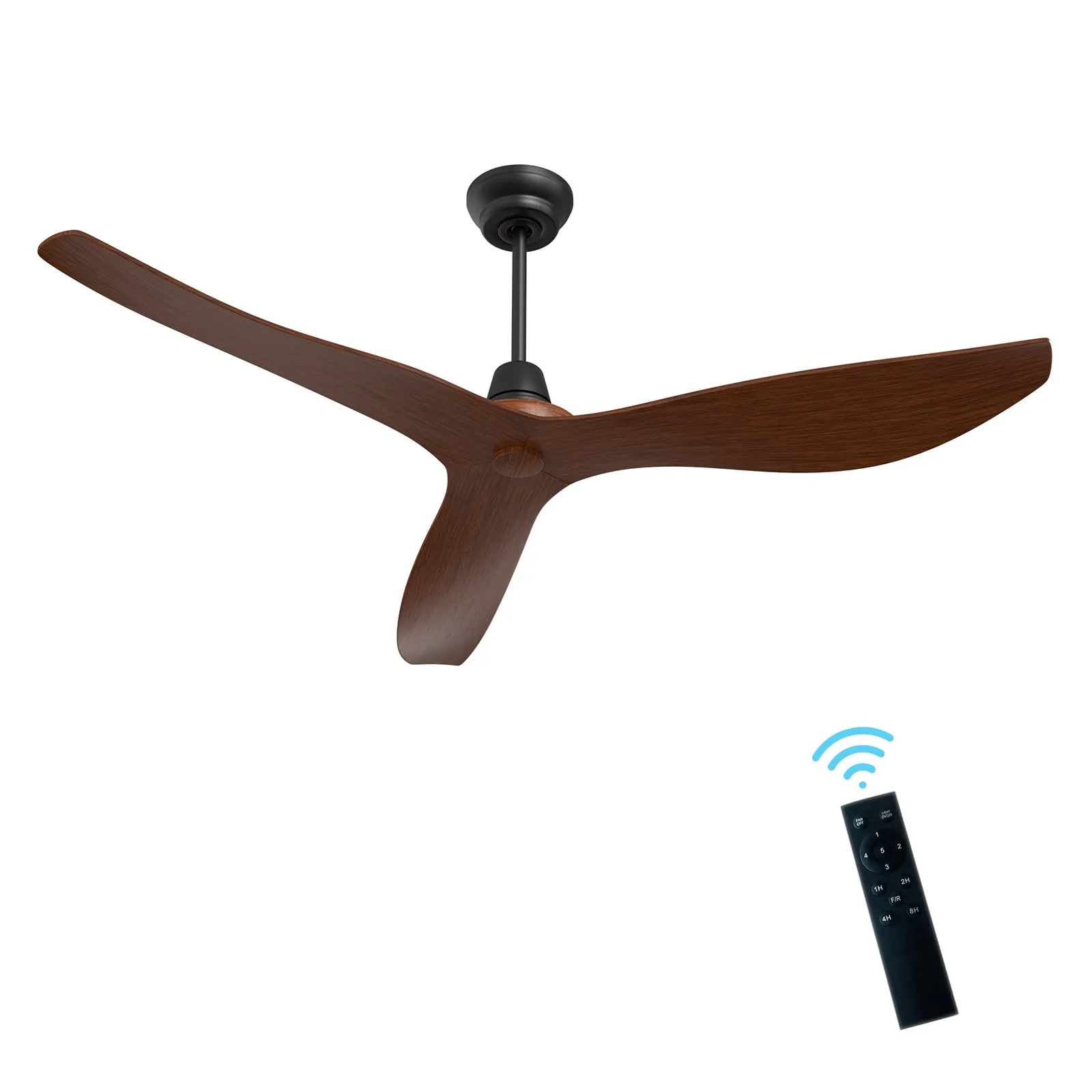 Marseille 52" Ceiling fan 3 ABS blades Walnut Hand-Print with Remote Control LED Light Kit