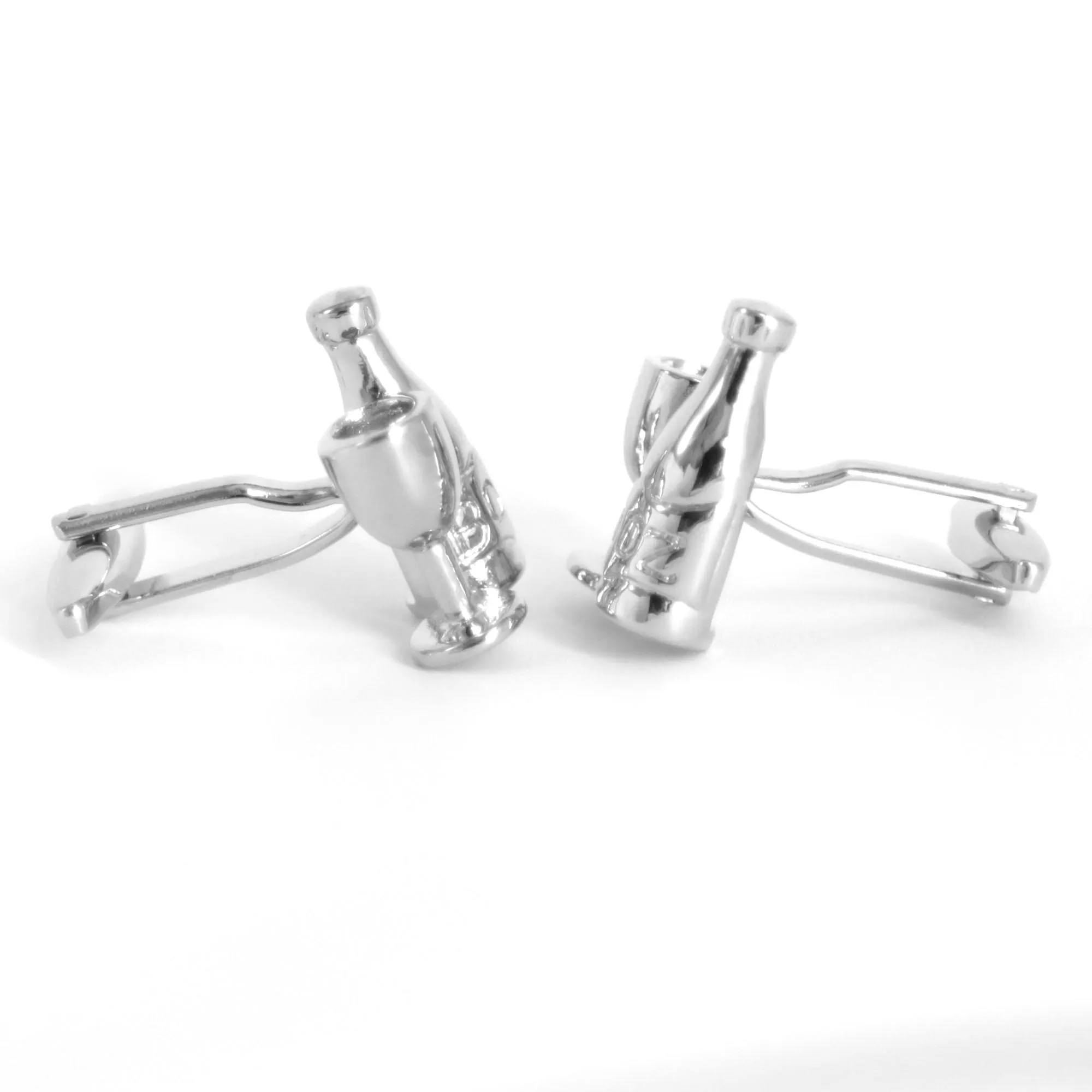 MarZthomson Wine Bottle with glass Cufflinks in Silver (Online Exclusive)