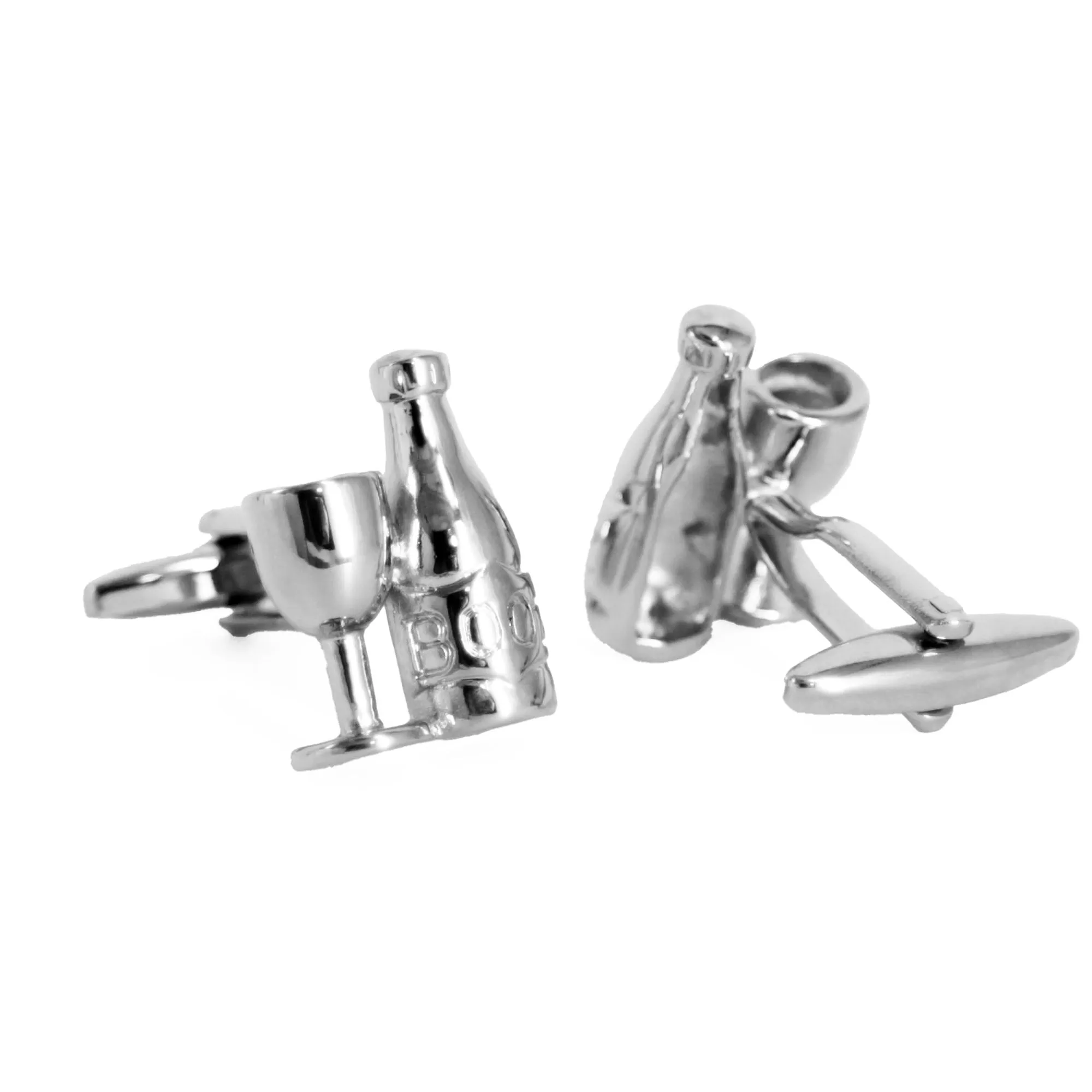 MarZthomson Wine Bottle with glass Cufflinks in Silver (Online Exclusive)