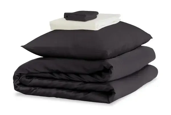 Mayfairsilk Charcoal and Ivory Silk Duvet Set #1