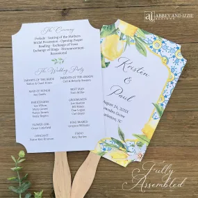 Mediterranean Wedding Program Fans Personalized