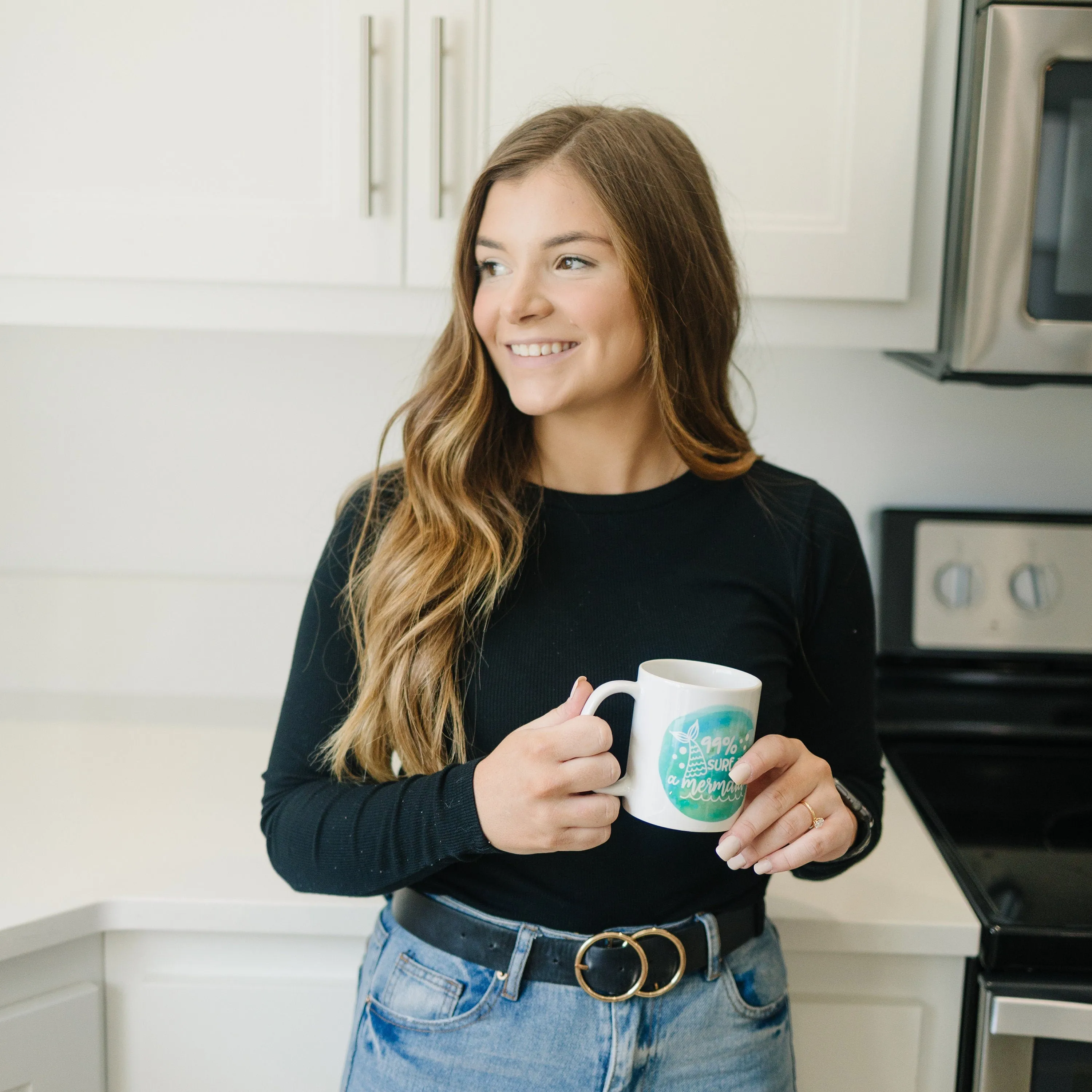 Mermaid Mug, Watercolor Coffee Mug, Beach Ocean 99% sure I'm a mermaid gift for her