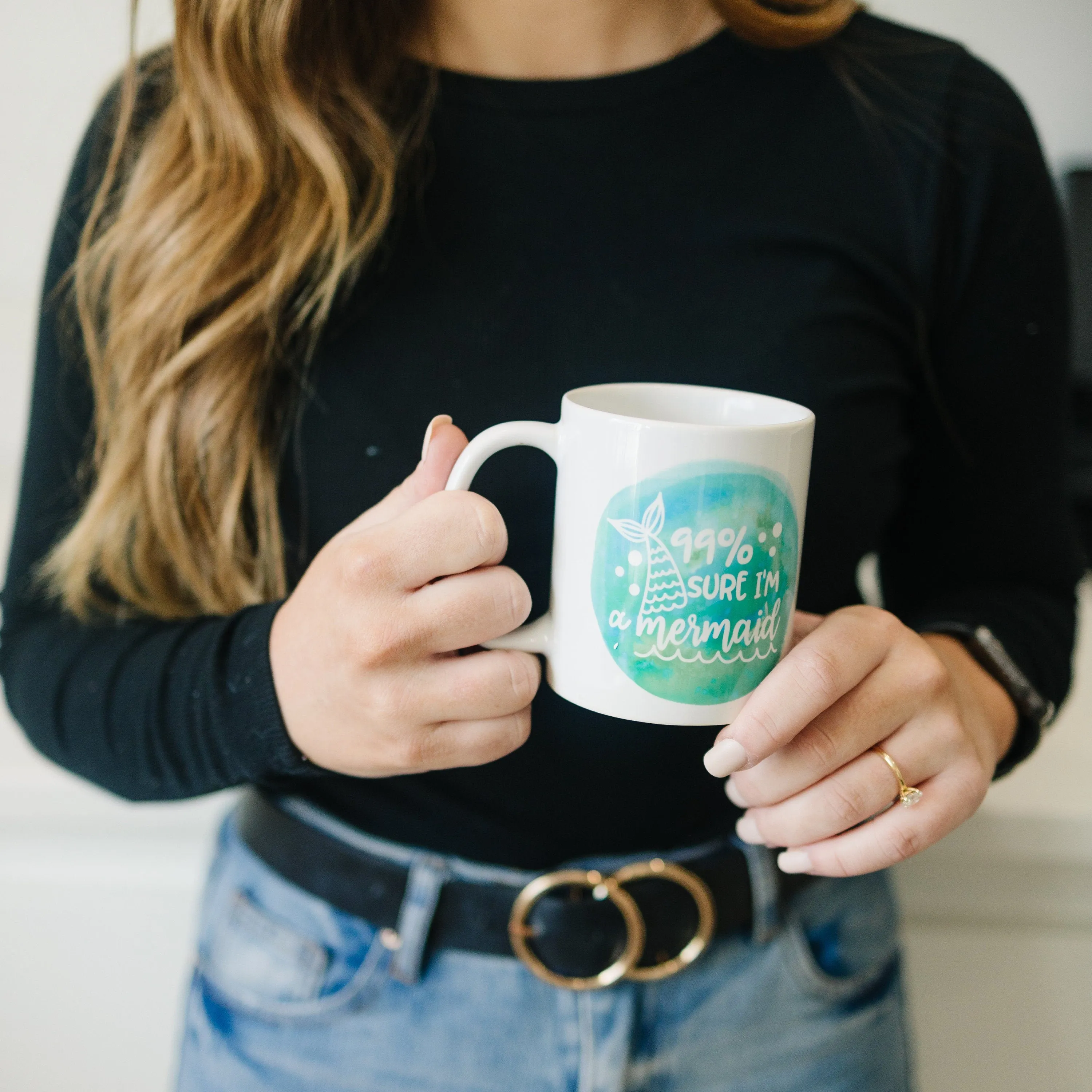 Mermaid Mug, Watercolor Coffee Mug, Beach Ocean 99% sure I'm a mermaid gift for her