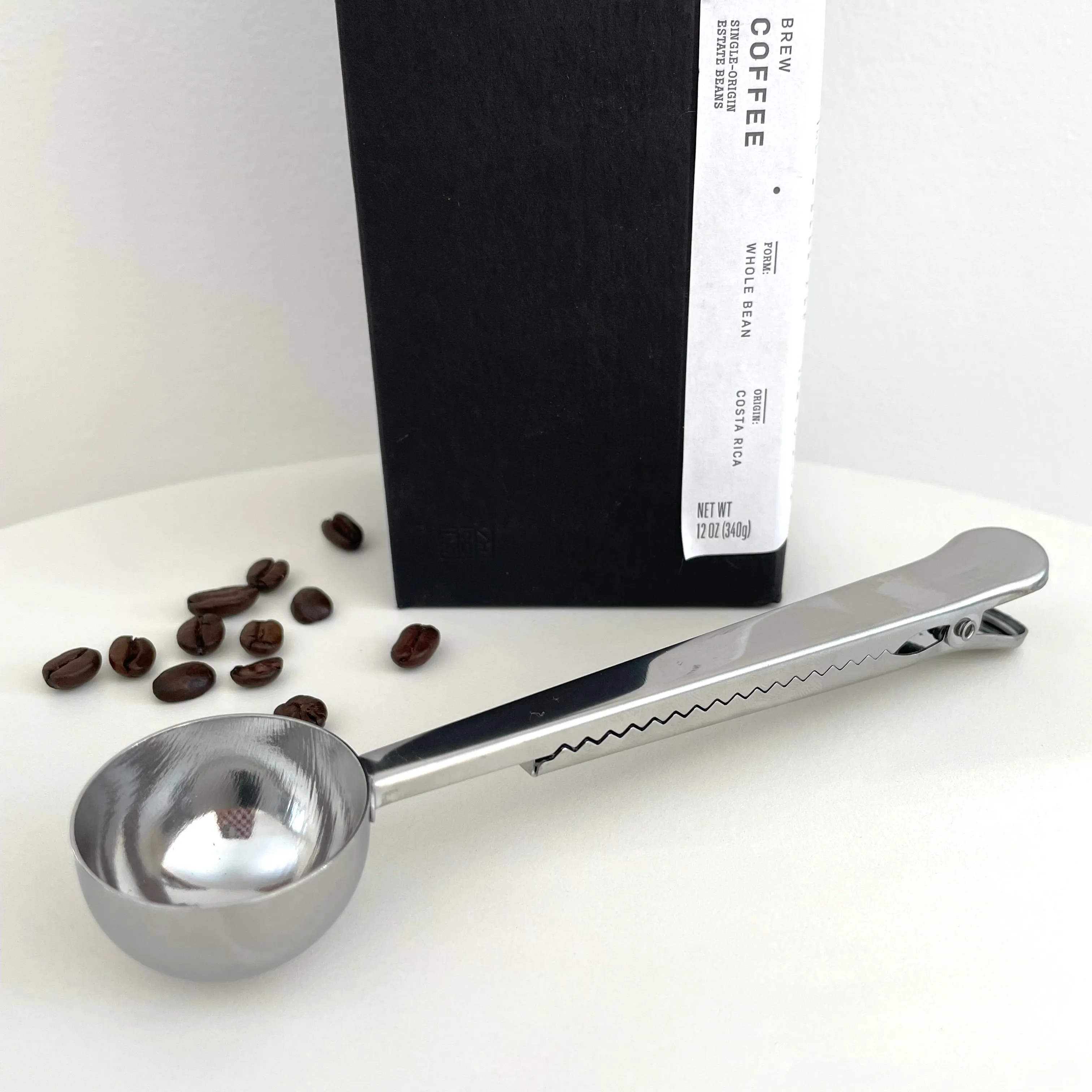 metal coffee scoop clip - silver