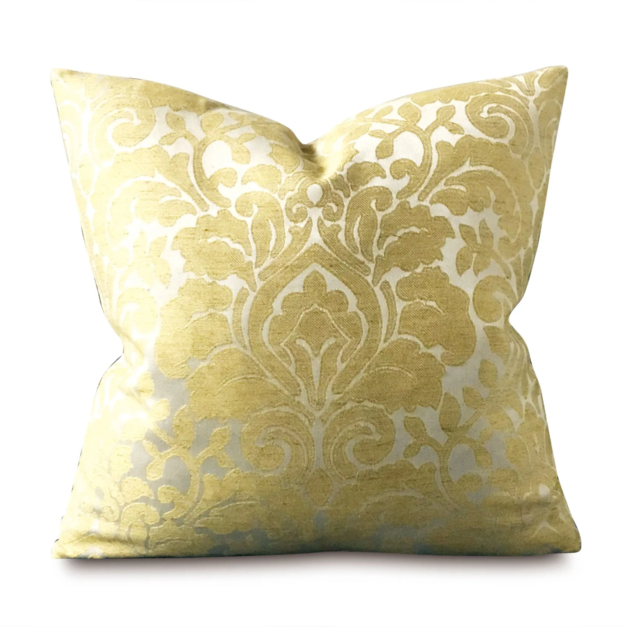 Metallic Golden Sheen Traditional Damask Pillow Cover 18x18