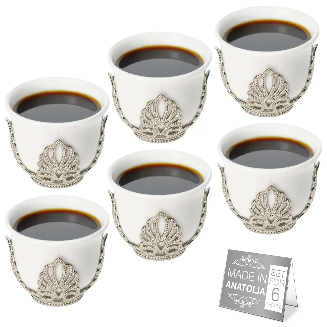 Mirra Coffee Cup Set of 6 with Holders, 1.8 oz