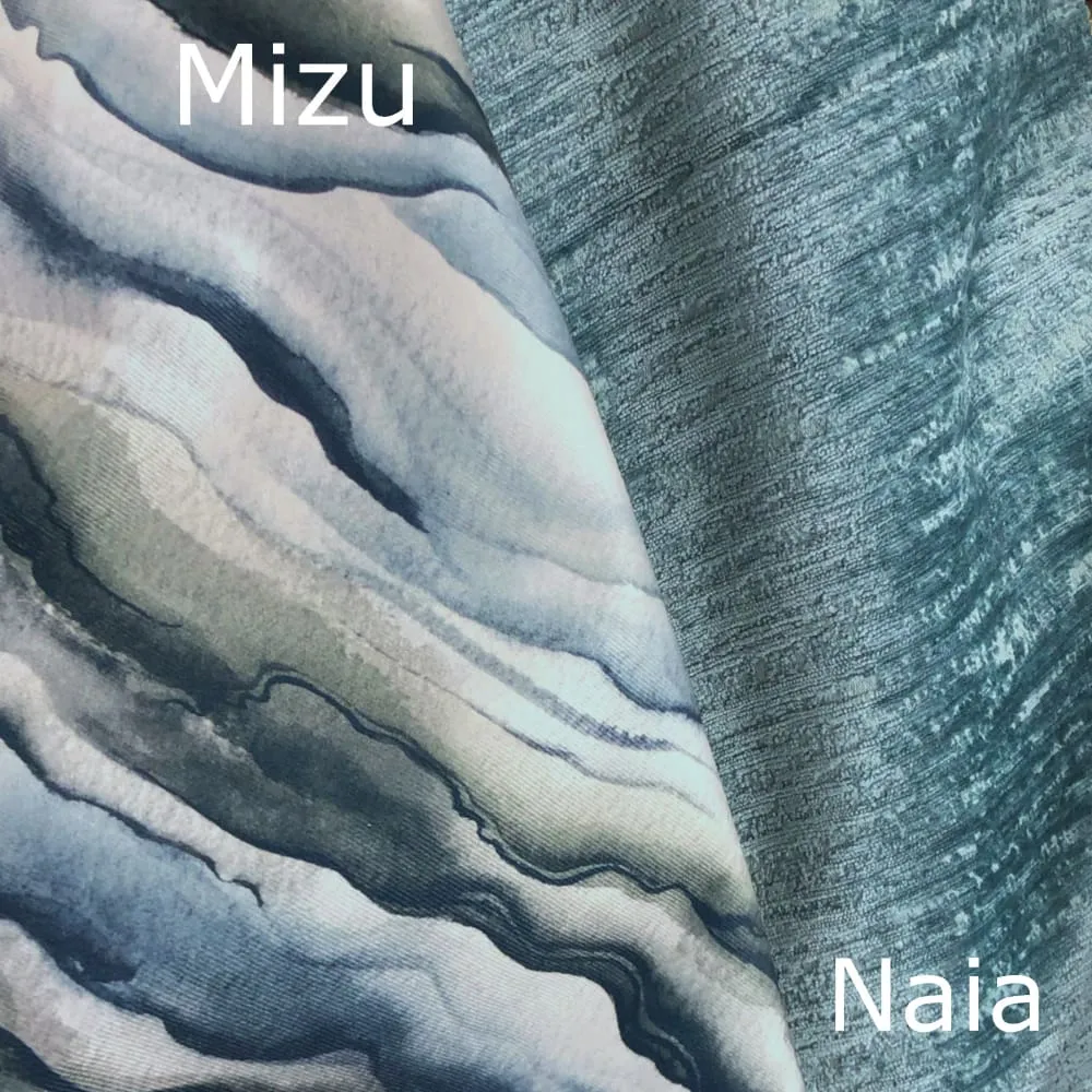 Mizu Slate Blue Gray Green Watercolor Velveteen Pillow Cover (Fabric by the Yard available)