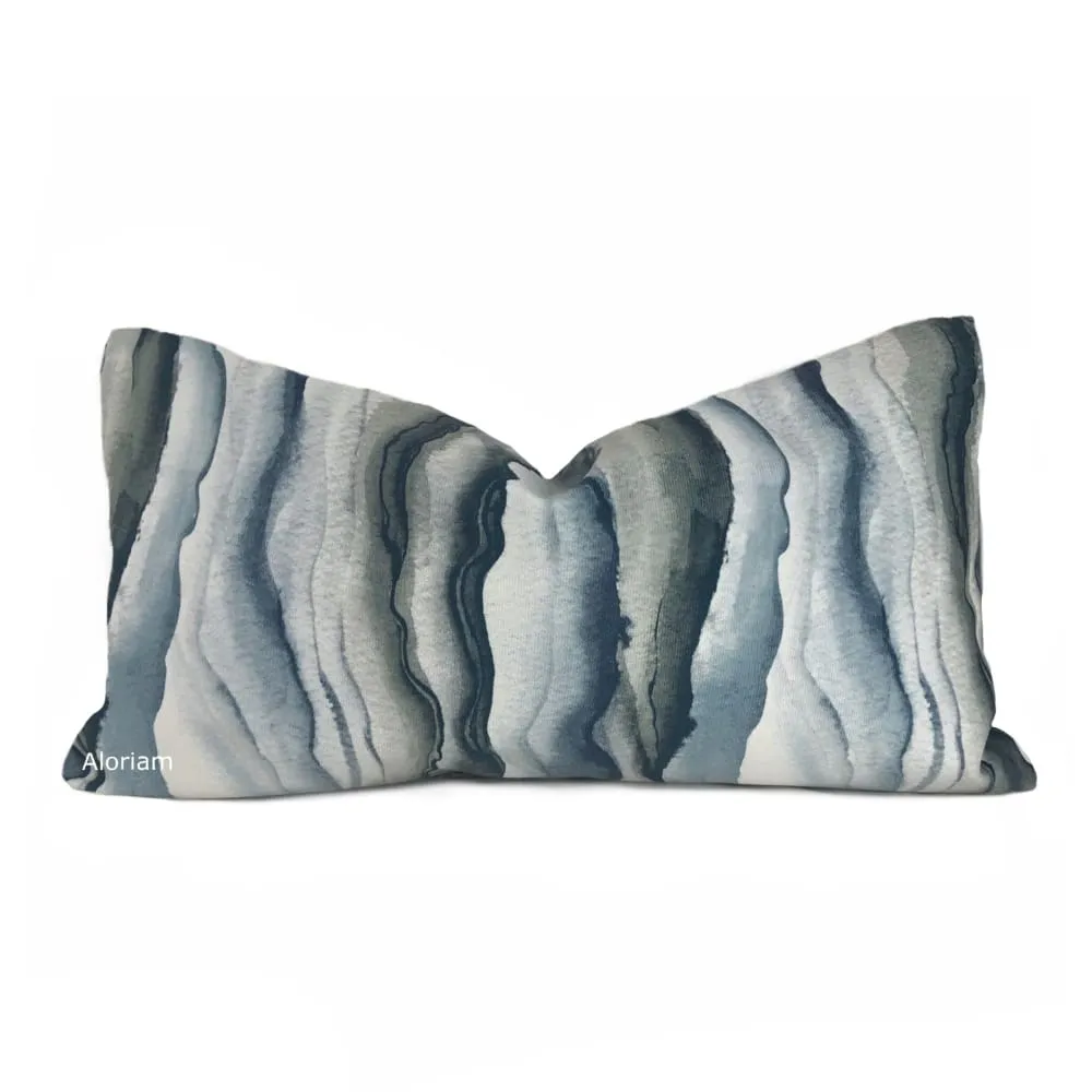 Mizu Slate Blue Gray Green Watercolor Velveteen Pillow Cover (Fabric by the Yard available)