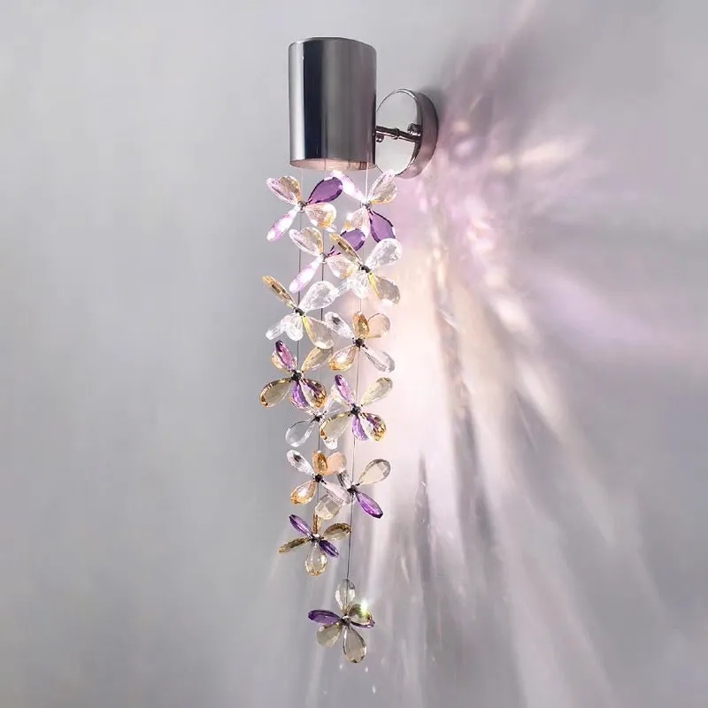 Modern Floating Flower Crystal Wall Sconce