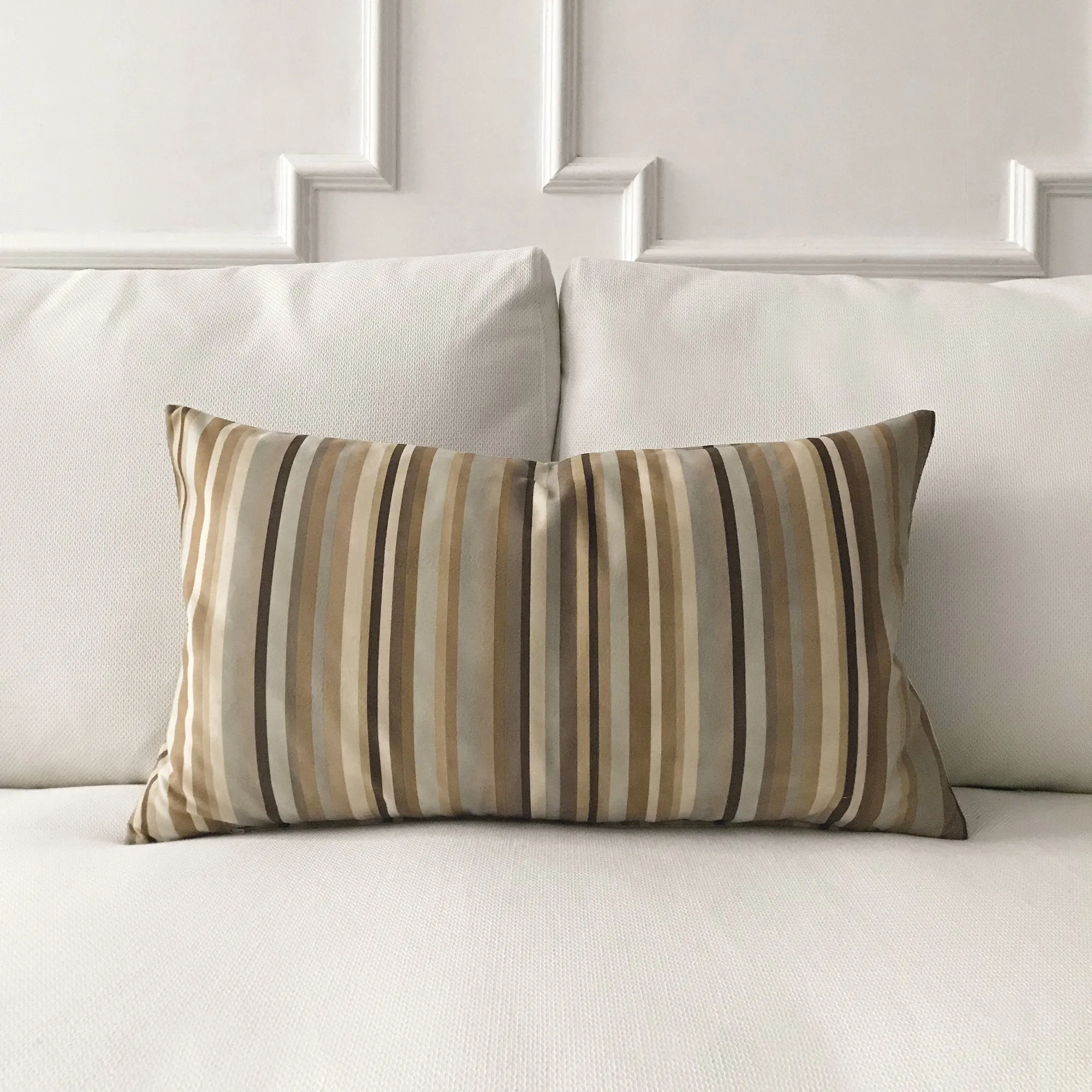 Modern Neutral Woven Striped Decorative Pillow Cover