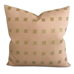 Natural Linen Geometric Green Square Throw Pillow Cover 20x20