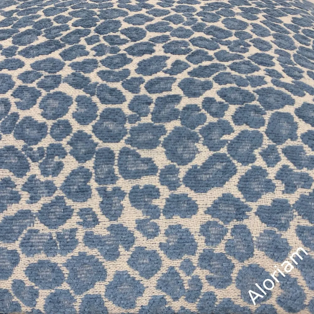 Niobe Cornflower Blue Leopard Spots Chenille Pillow Cover