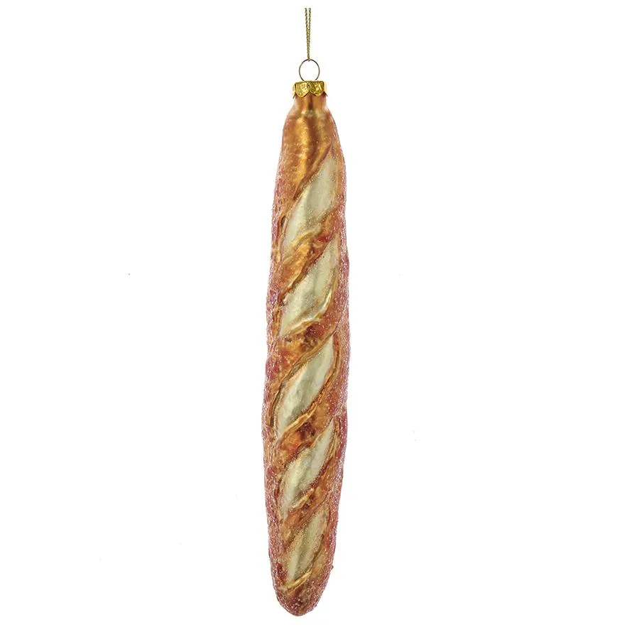 Noble Gems French Baguette Italian Bread Glass Ornament, NB1231