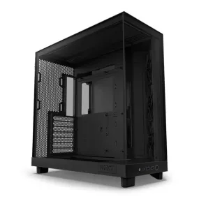 NZXT H6 Flow ATX Gaming PC Case Black, Compact Dual Chamber Tempered Glass, Desktop Computer Mid Tower