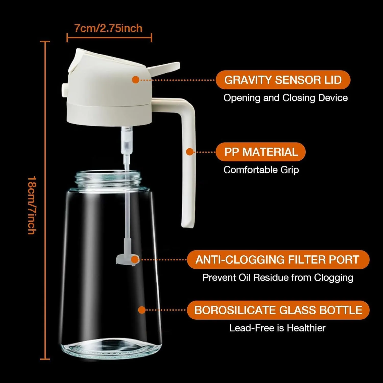 Oil Sprayer for Cooking Kitchen Gadgets Accessories for Air Fryer Kitchen Oil Bottle 500 ML Cooking 2 in 1 Olive Oil Sprayer and Oil Dispenser Baking, Kitchen BBQ Air Fryer Salad Frying Baking.