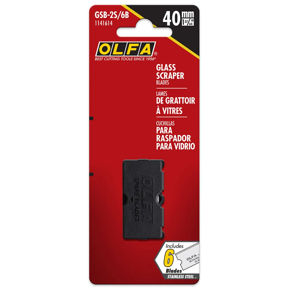 OLFA 1141614 GSB-2S/6B SS GLASS SCRAPER BLADE 18MM 6 PACK