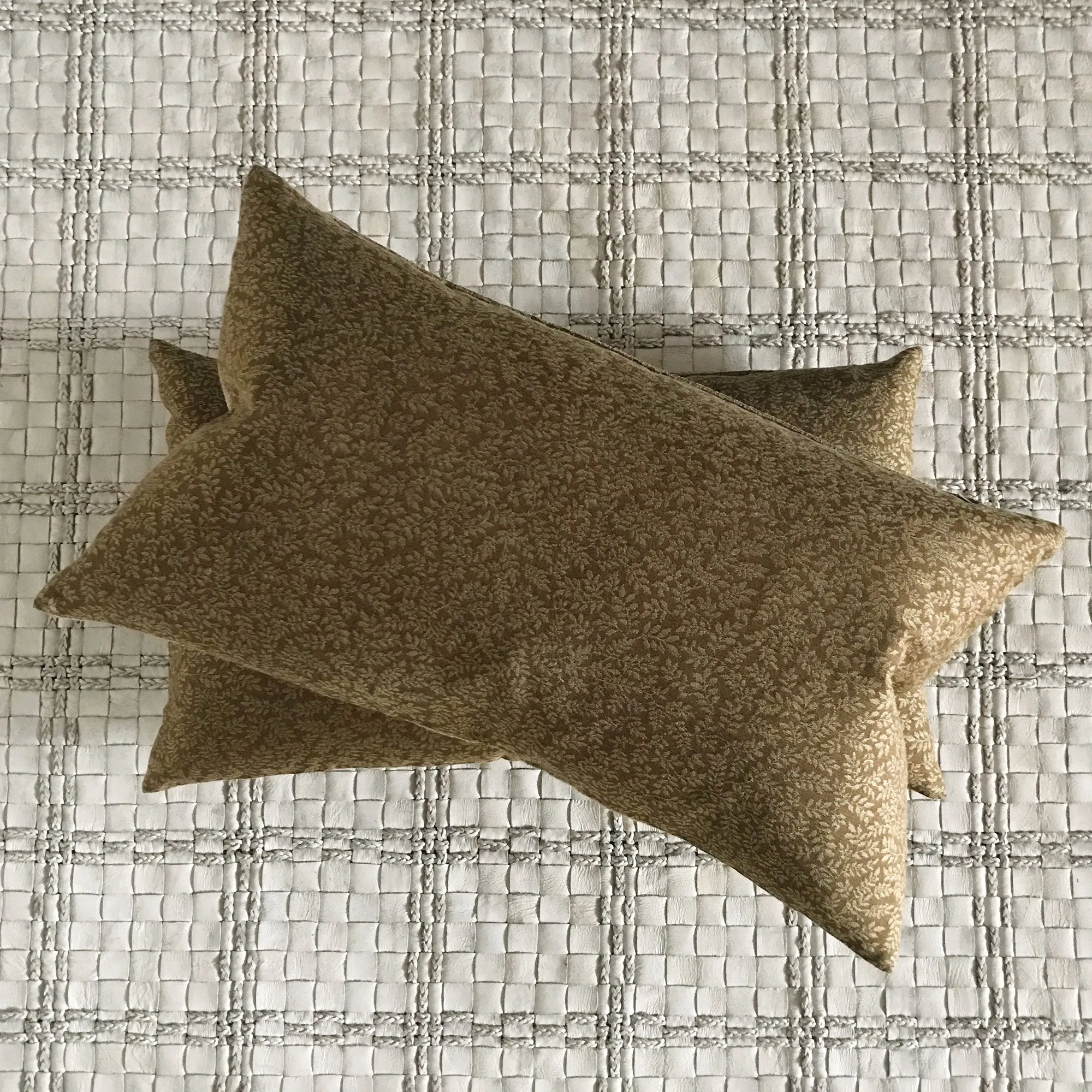 Olive Green Brown Leaf Lumbar Pillow Cover 15x26