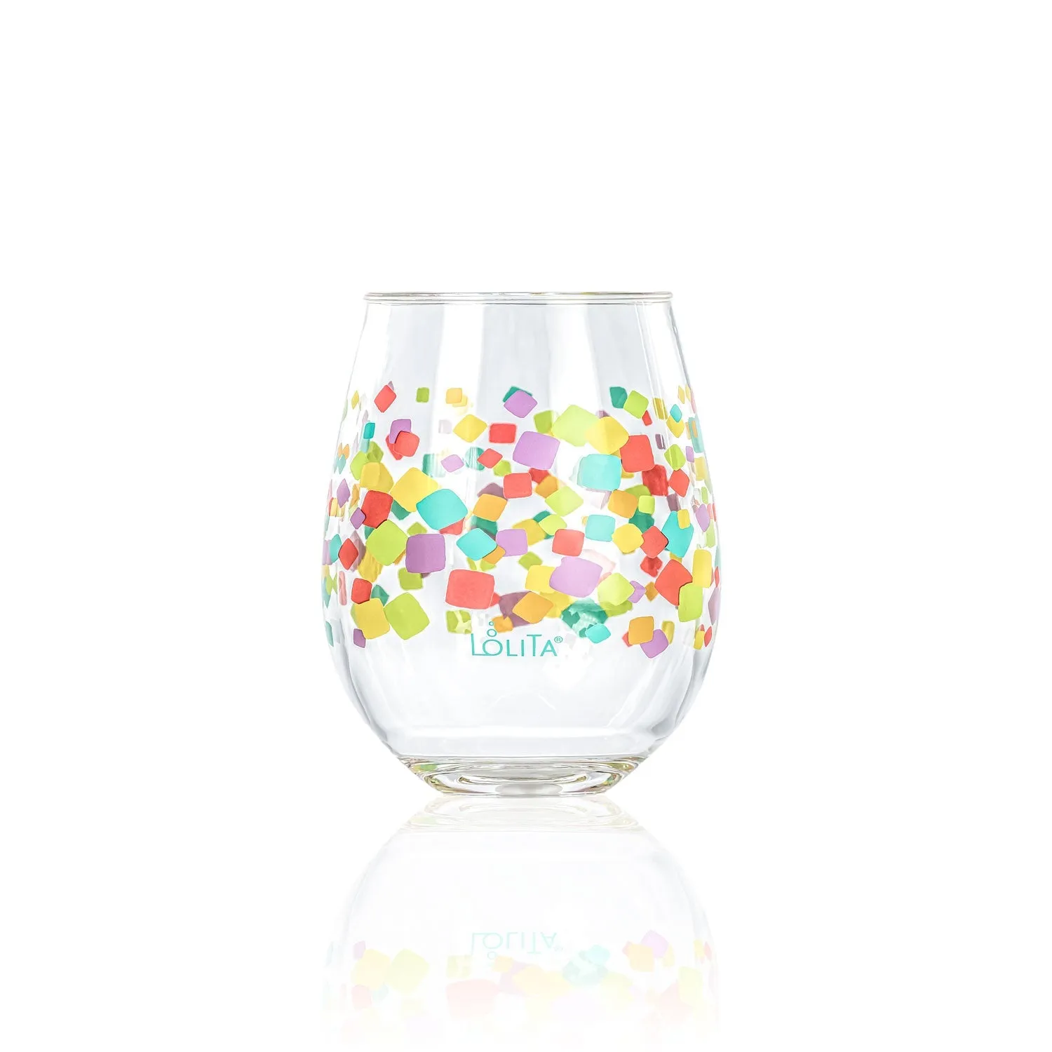 Party To Go Confetti 15oz Acrylic Stemless Wine Glass | Set of 2