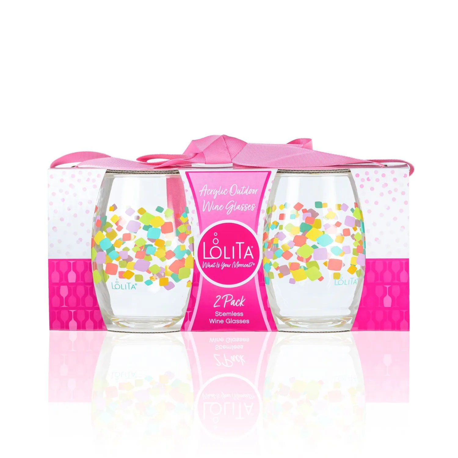 Party To Go Confetti 15oz Acrylic Stemless Wine Glass | Set of 2