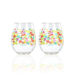 Party To Go Confetti 15oz Acrylic Stemless Wine Glass | Set of 2