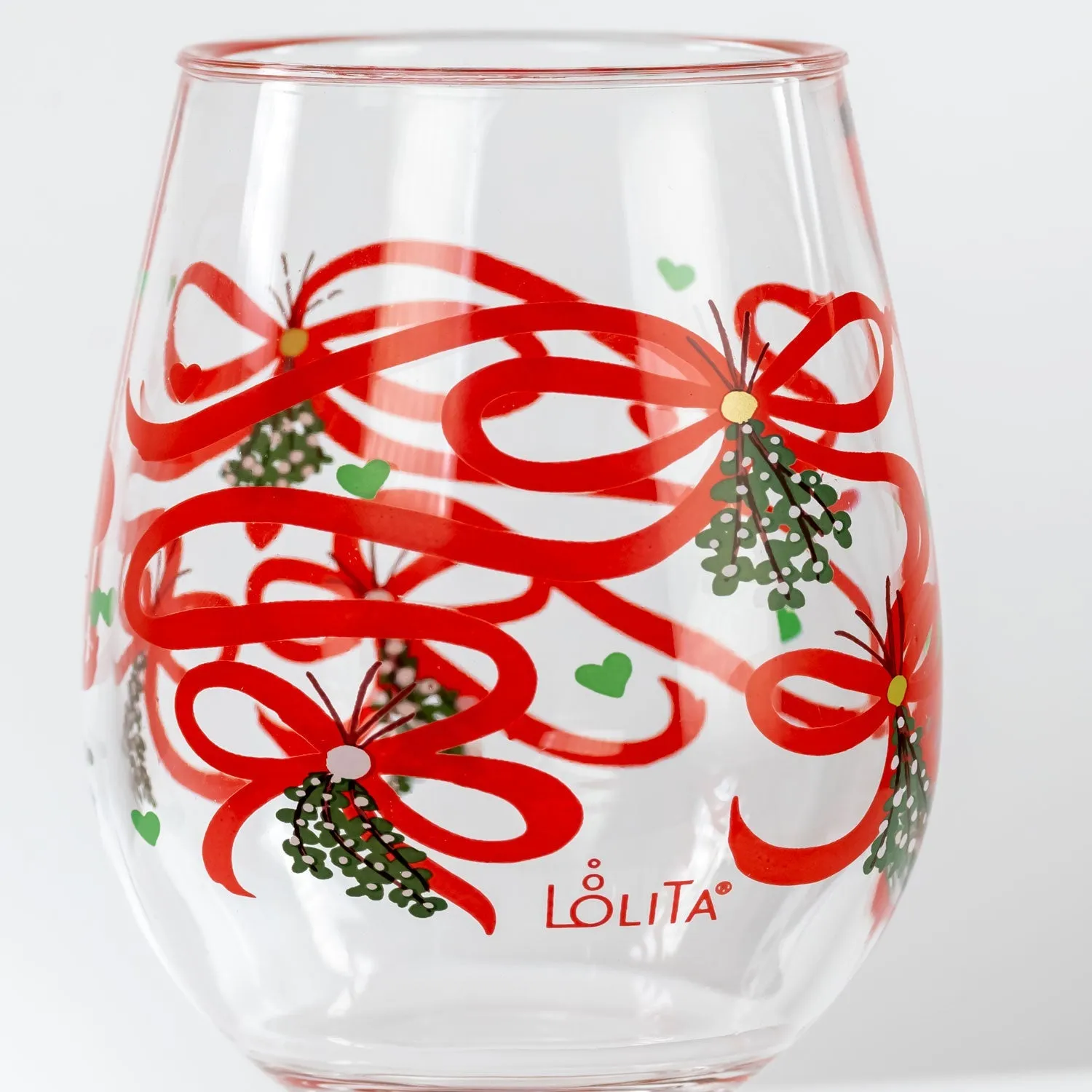 Party To Go Mistletoe 15oz Acrylic Stemless Wine Glass | Set of 2