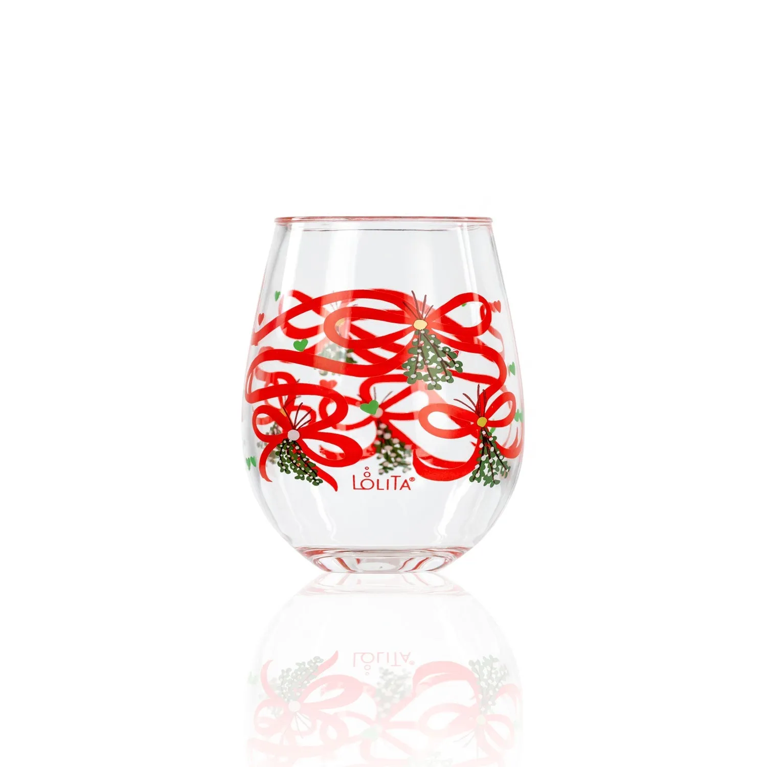 Party To Go Mistletoe 15oz Acrylic Stemless Wine Glass | Set of 2