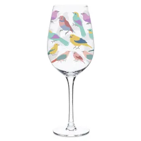 Pastel Birds Wine Glass