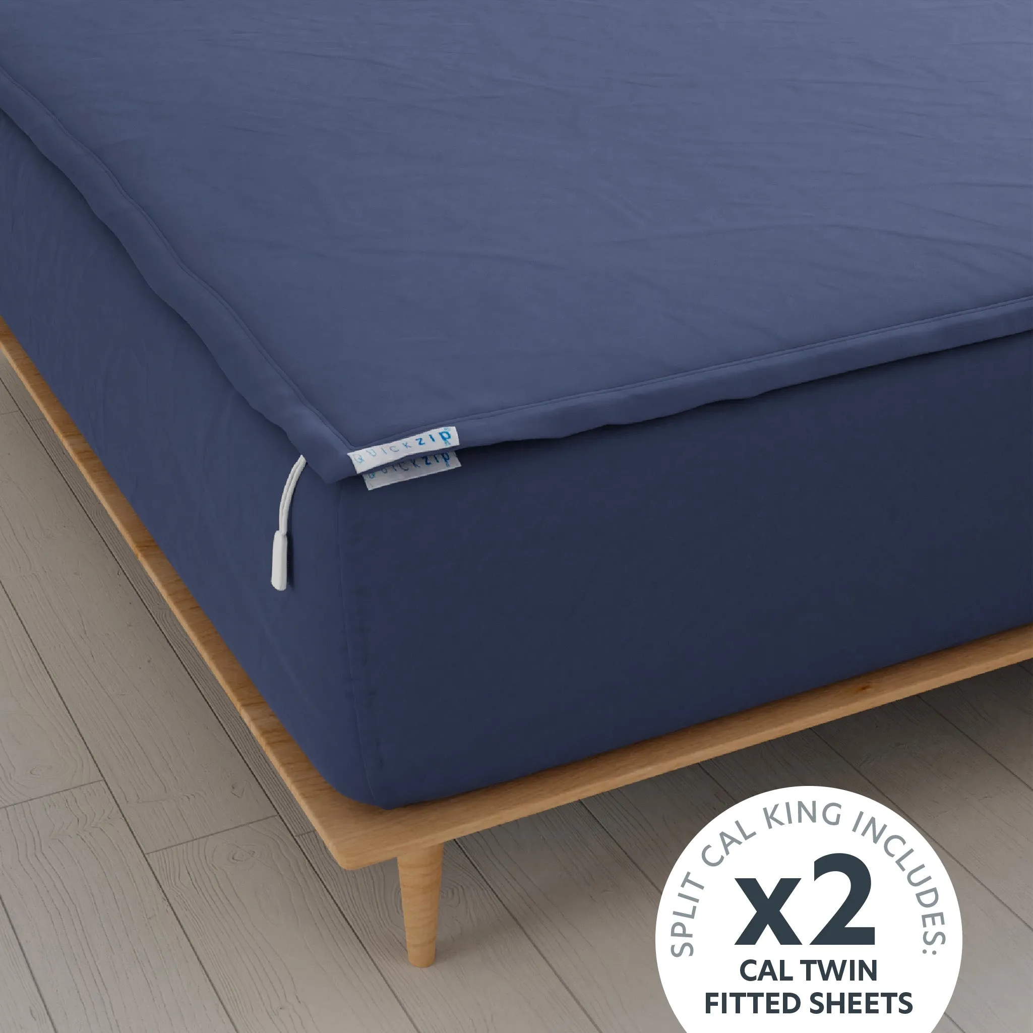 Percale Fitted Sheet (Base   Zip Sheet ) - Split Cal King