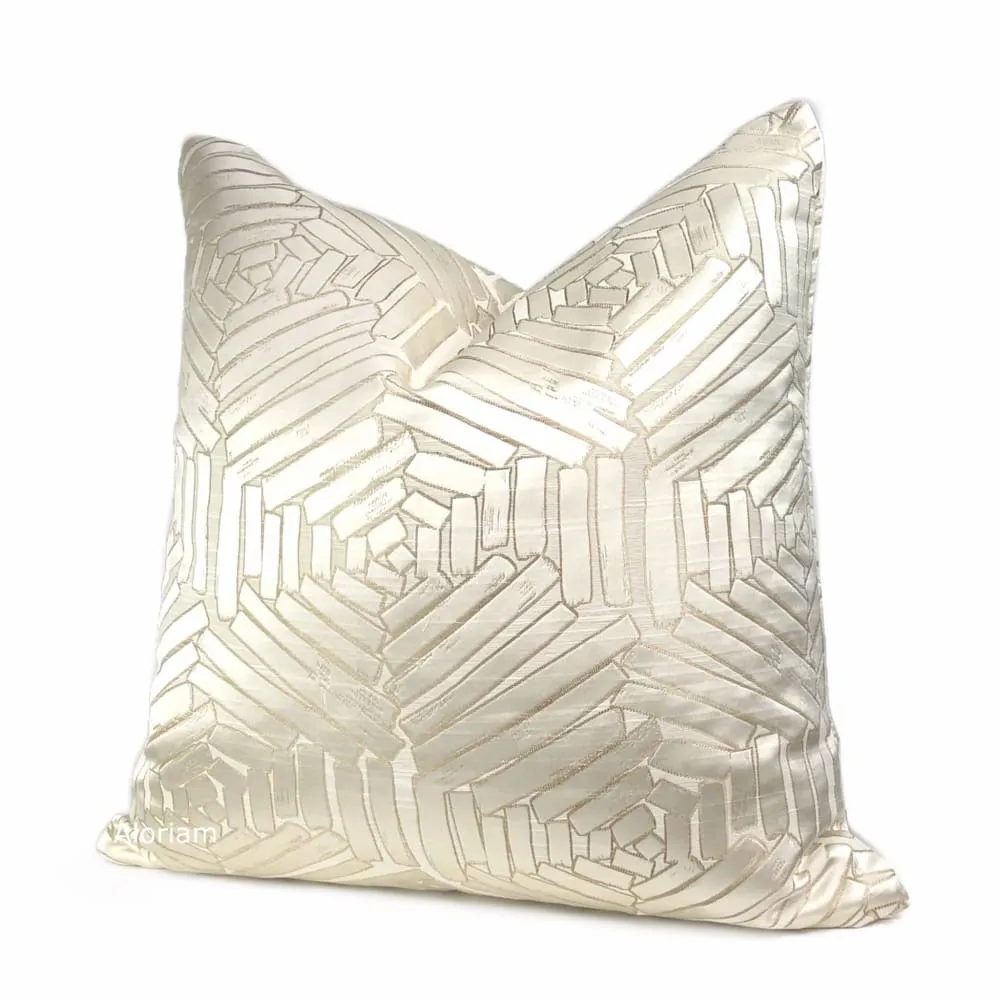 Percival Cream Gold Freeform Hexagons Pillow Cover