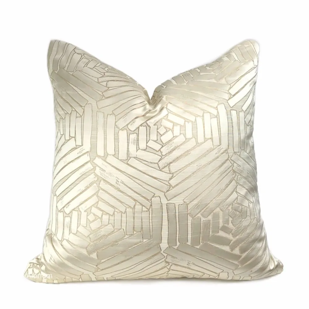 Percival Cream Gold Freeform Hexagons Pillow Cover