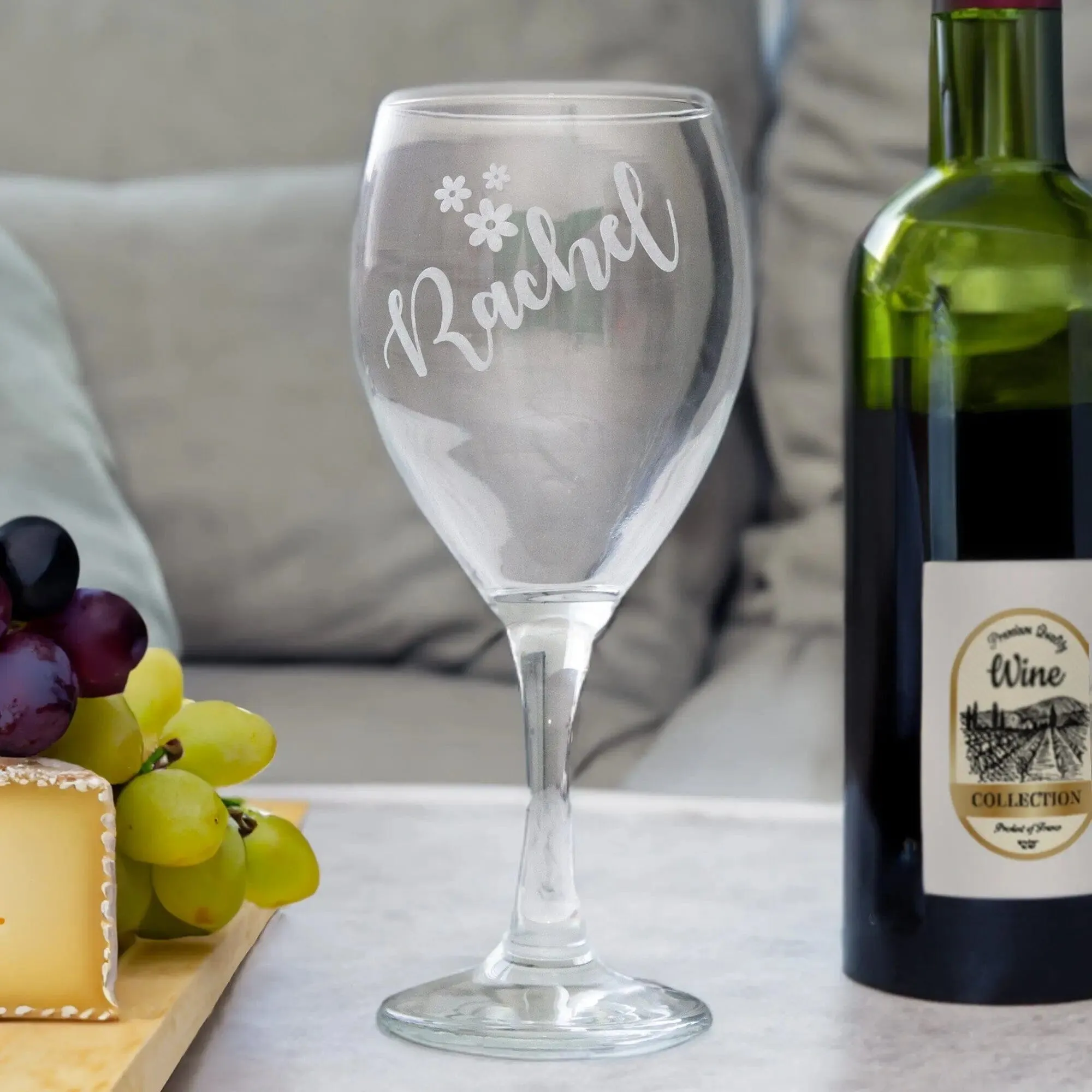 Personalised Floral Design Wine Glass