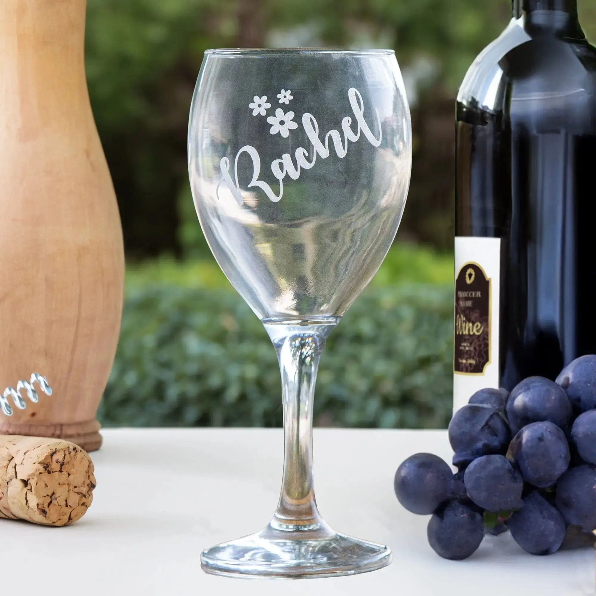 Personalised Floral Design Wine Glass