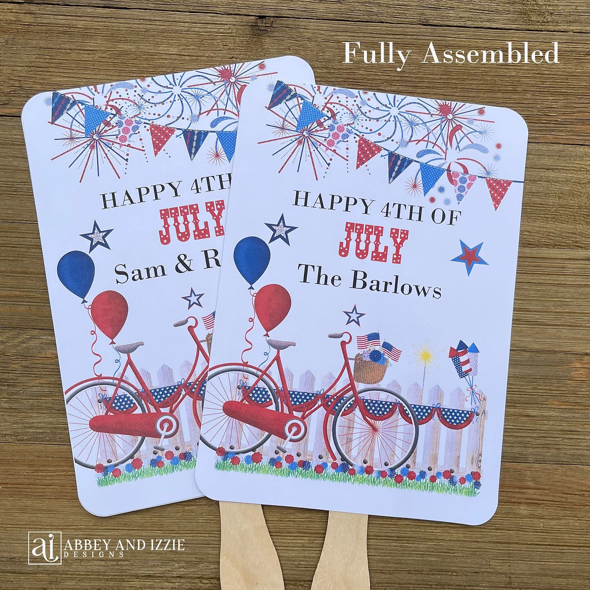 Personalized 4th of July Fans