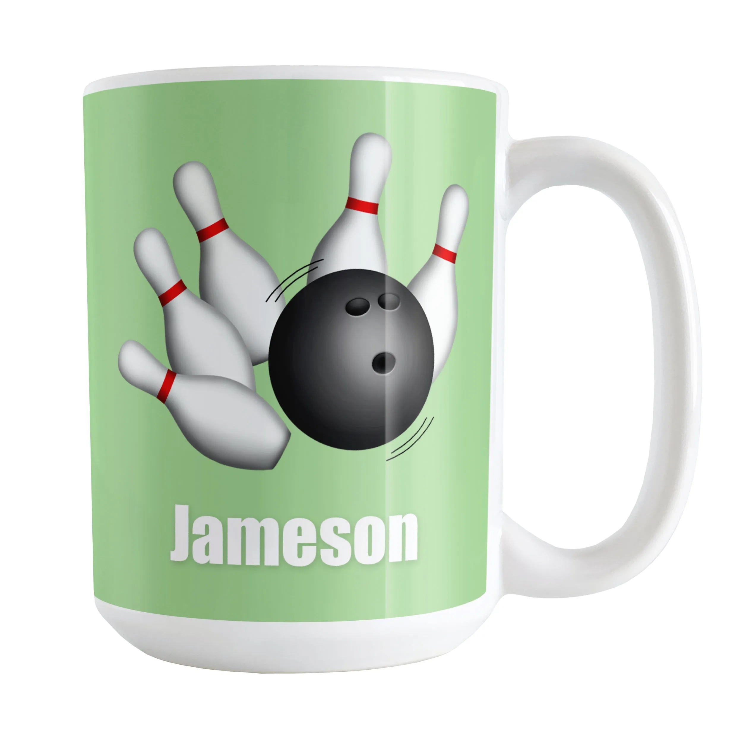 Personalized Bowling Ball and Pins Green - Bowling Mug