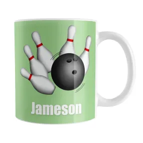 Personalized Bowling Ball and Pins Green - Bowling Mug