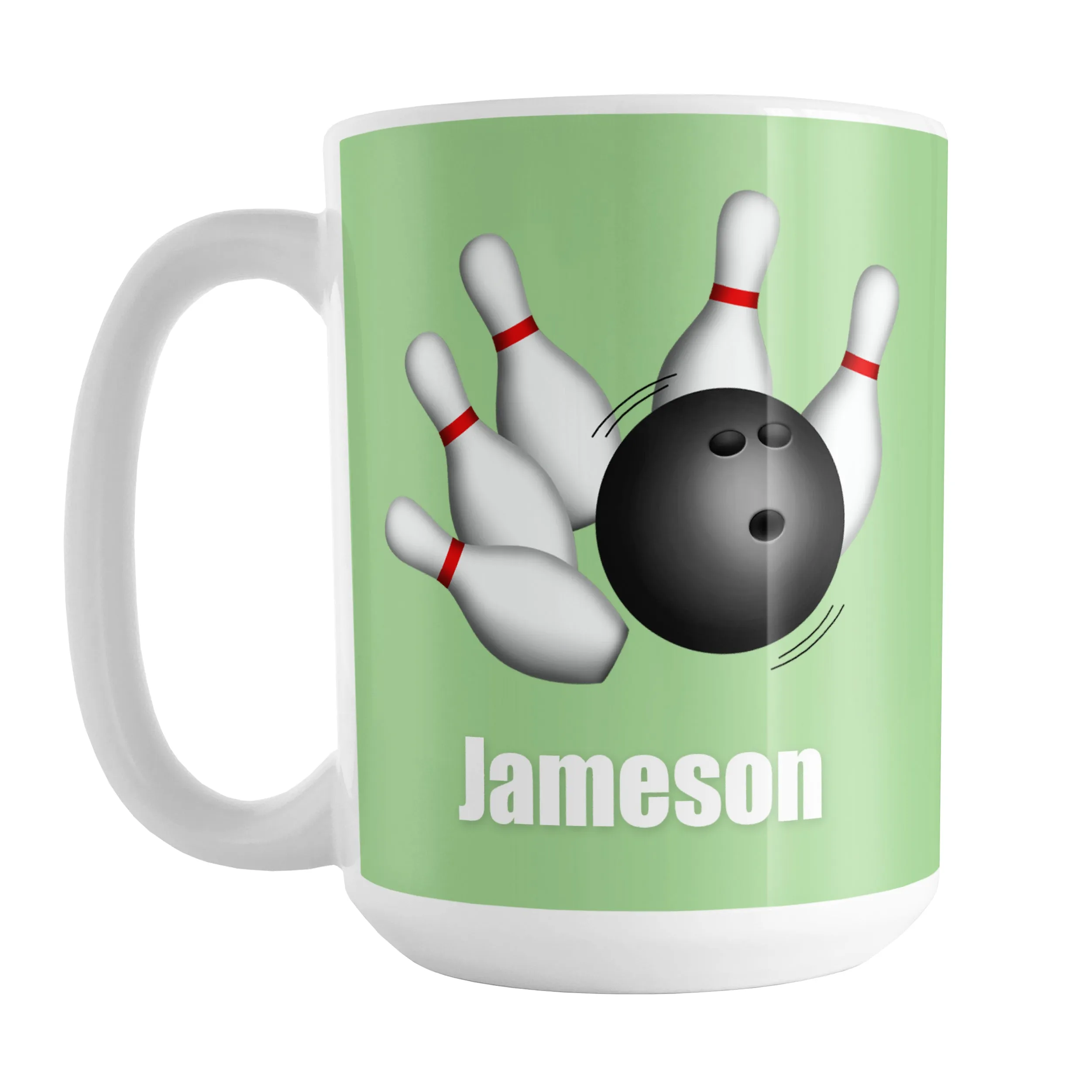 Personalized Bowling Ball and Pins Green - Bowling Mug