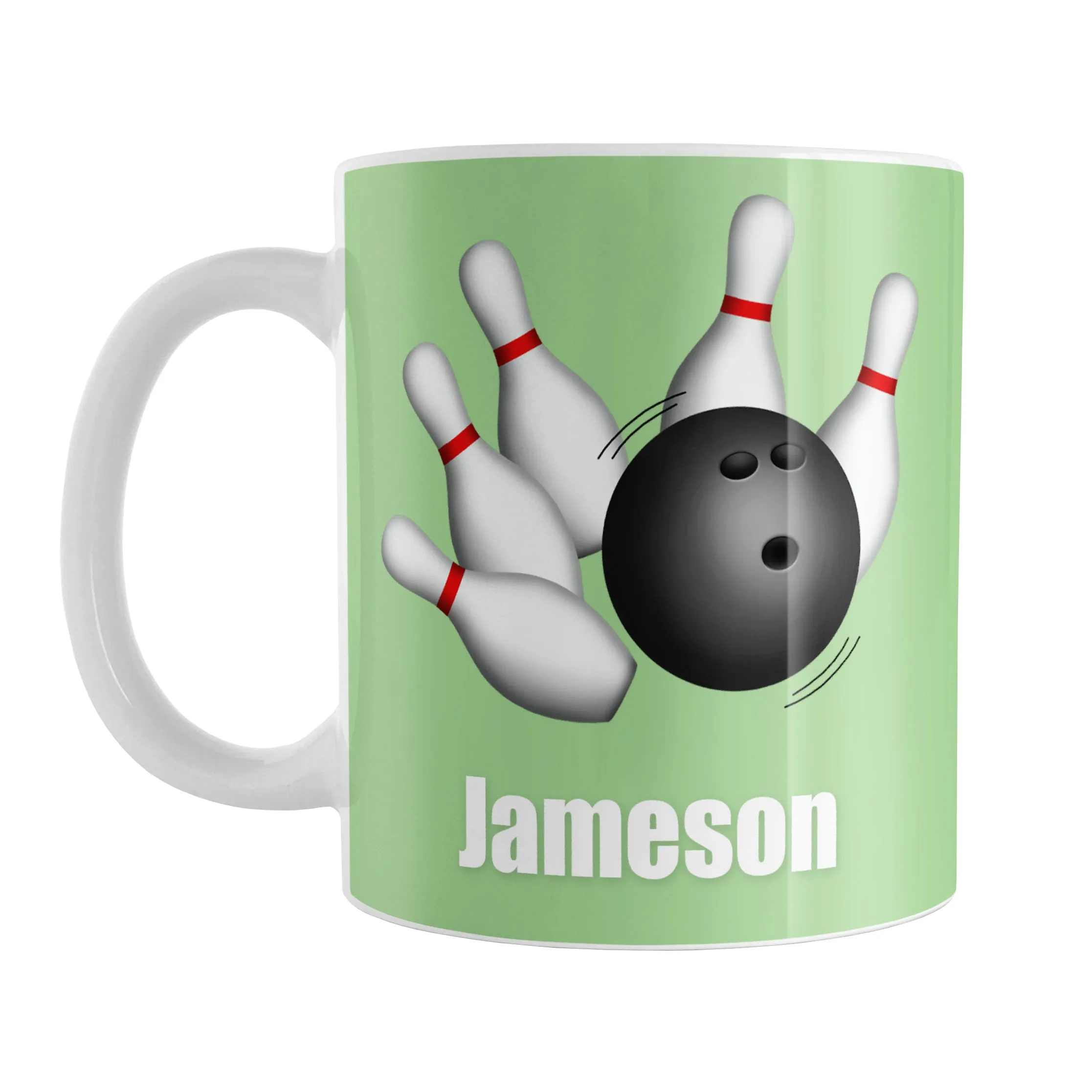 Personalized Bowling Ball and Pins Green - Bowling Mug