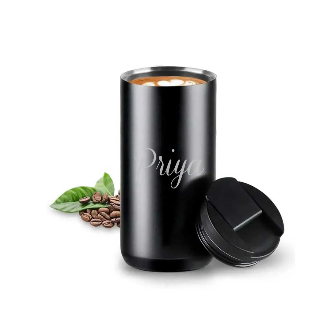 Personalized Coffee Tea Travel Mug Tumbler With Name Initials Monogram Engraved (400 ML)