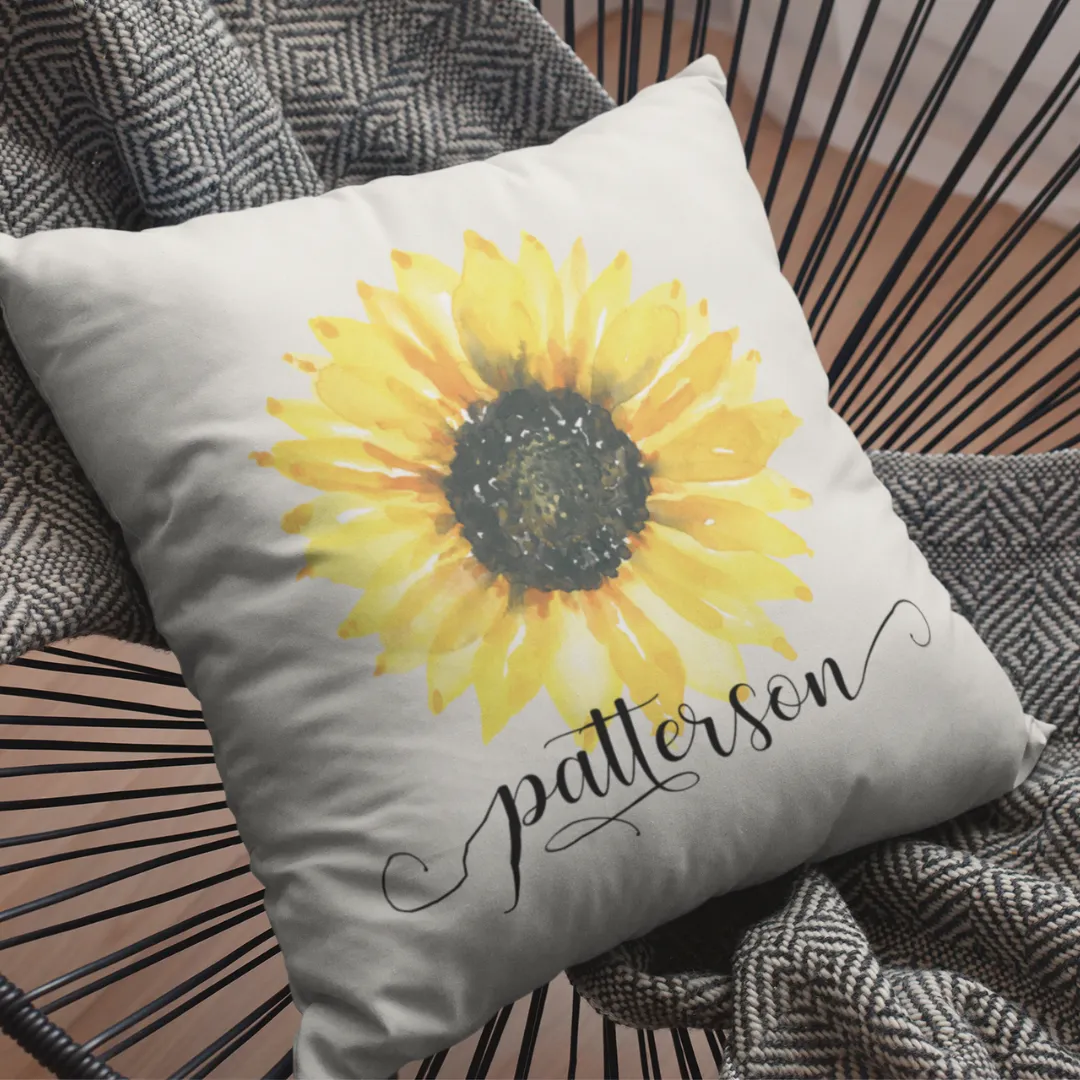 Personalized Sunflower Pillow Cover