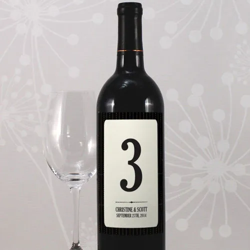 Personalized Table Number Glass Bottle Sticker Label (Pack of 12)