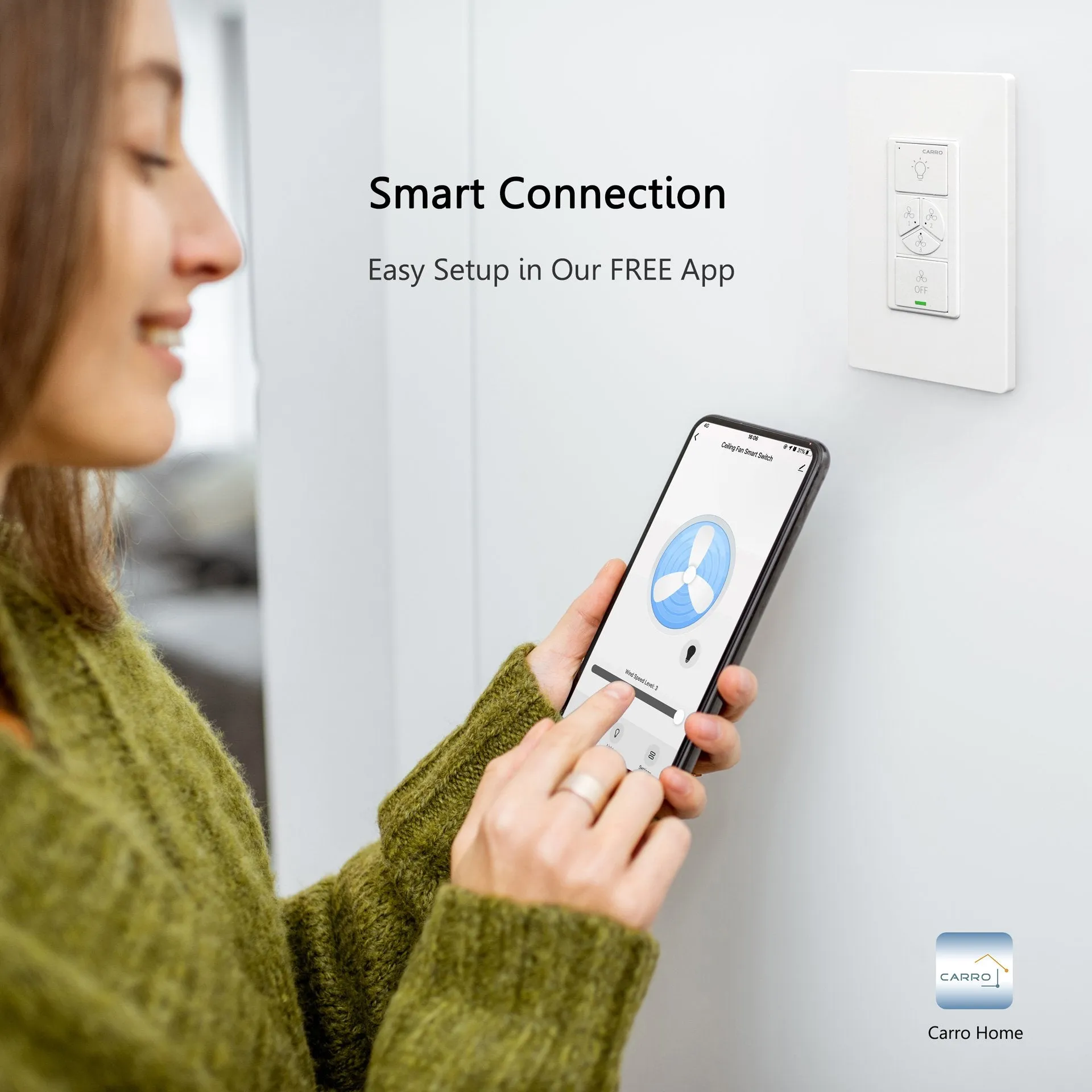 Pilot Smart Wall Switch For Ceiling Fans(3-Gang), Works with Amazon Alexa, Google Assistant, and Siri Shortcuts