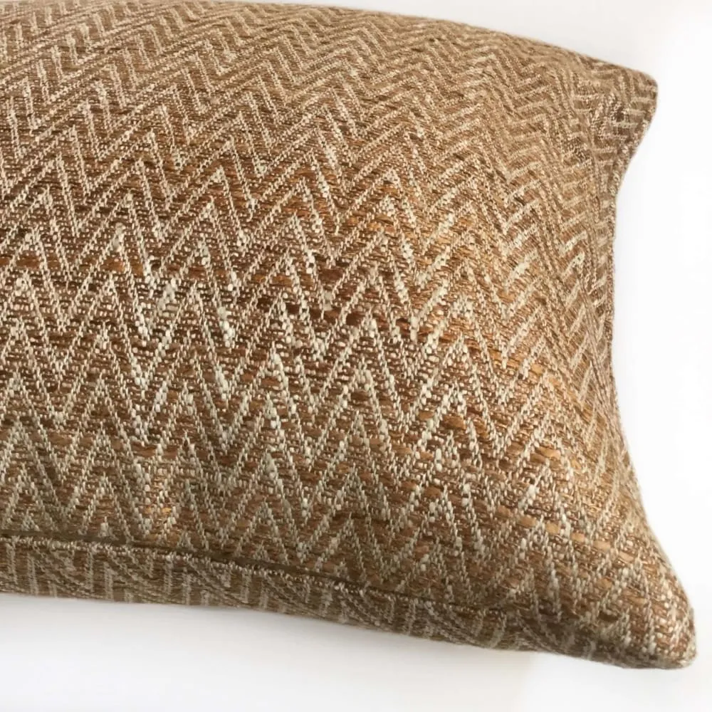 Pindler Beringer Pecan Brown Texture Herringbone Pillow Cover